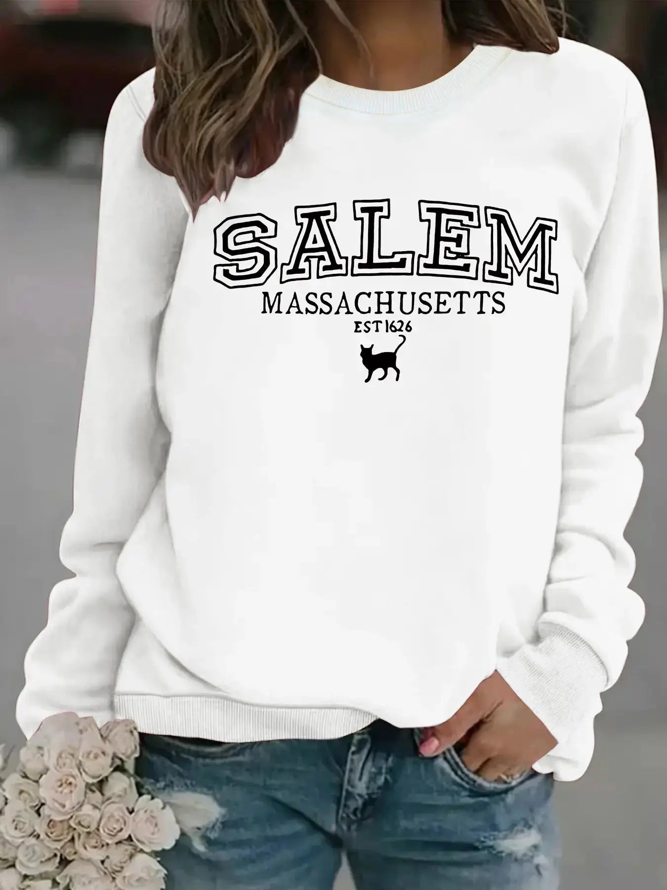 Stylish Halloween Cat Sweatshirt for Cat Lovers by EPR