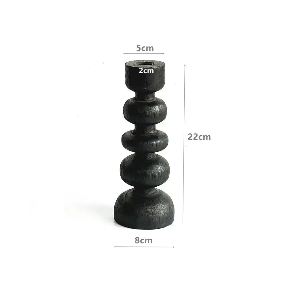 Handcrafted Wooden Candle Holder | Rustic Black Wood Home Decor with Optional Glass Dome by TED