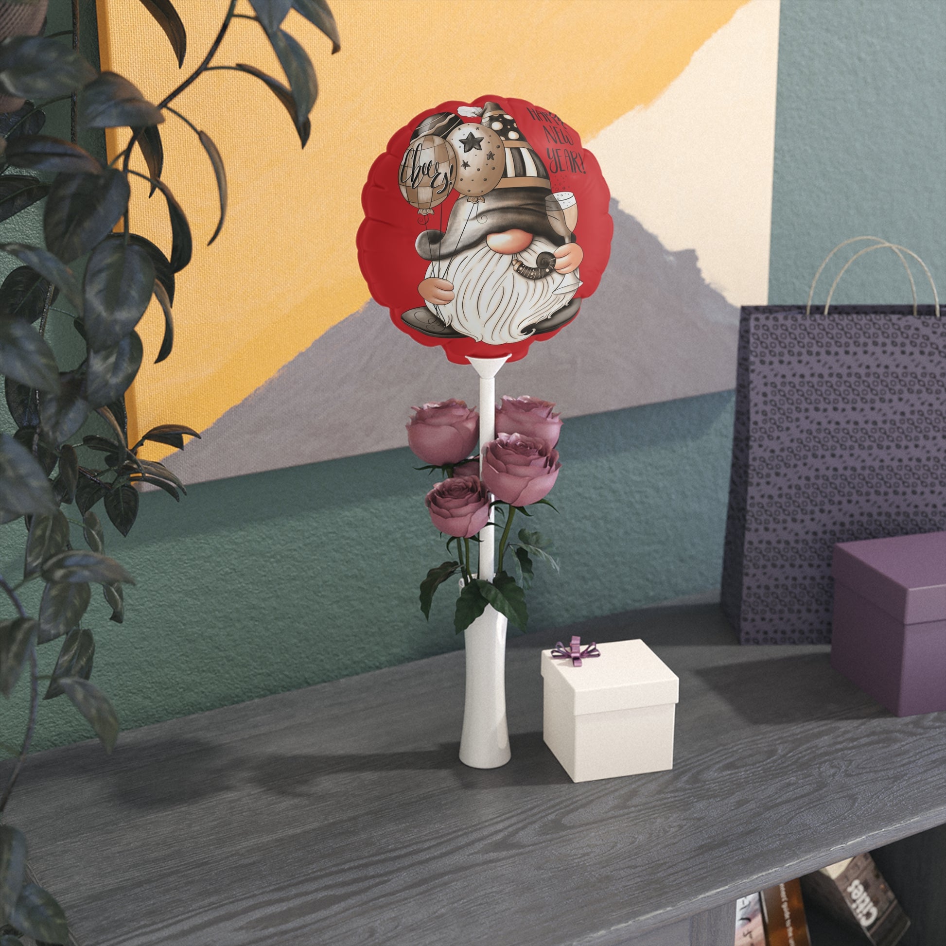New Year Gnome Balloon - 6-Inch Mylar Party Decoration - Cherished Harbor Gifts