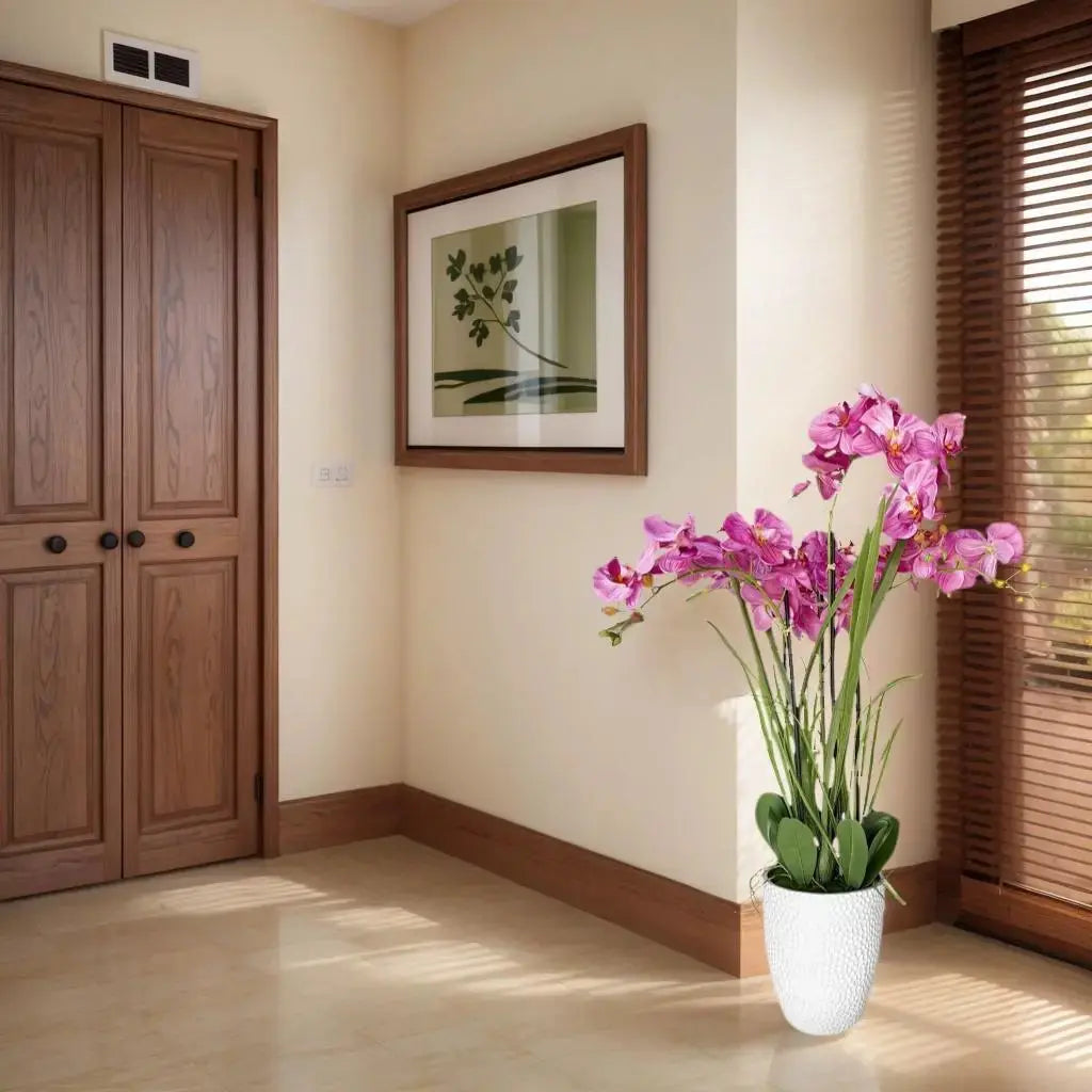 Artificial Orchid Arrangement in Pot for Elegant Home Decor by CHG-IJ