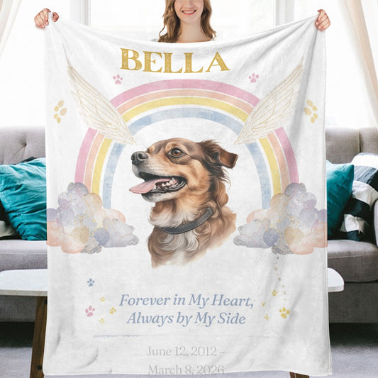Forever in My Heart Personalized Pet Memorial Blanket - Cherished Harbor Gifts