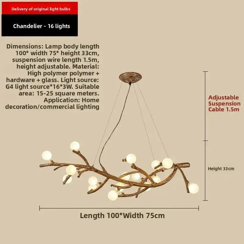 Japanese Zen Tree Branch LED Chandelier | Artistic Resin Pendant Light by TED