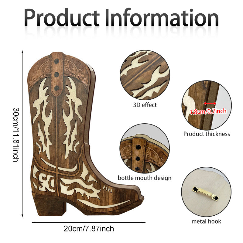Cowboy Boot Vase Decor for Rustic Home Wall Art - Cherished Harbor Gifts