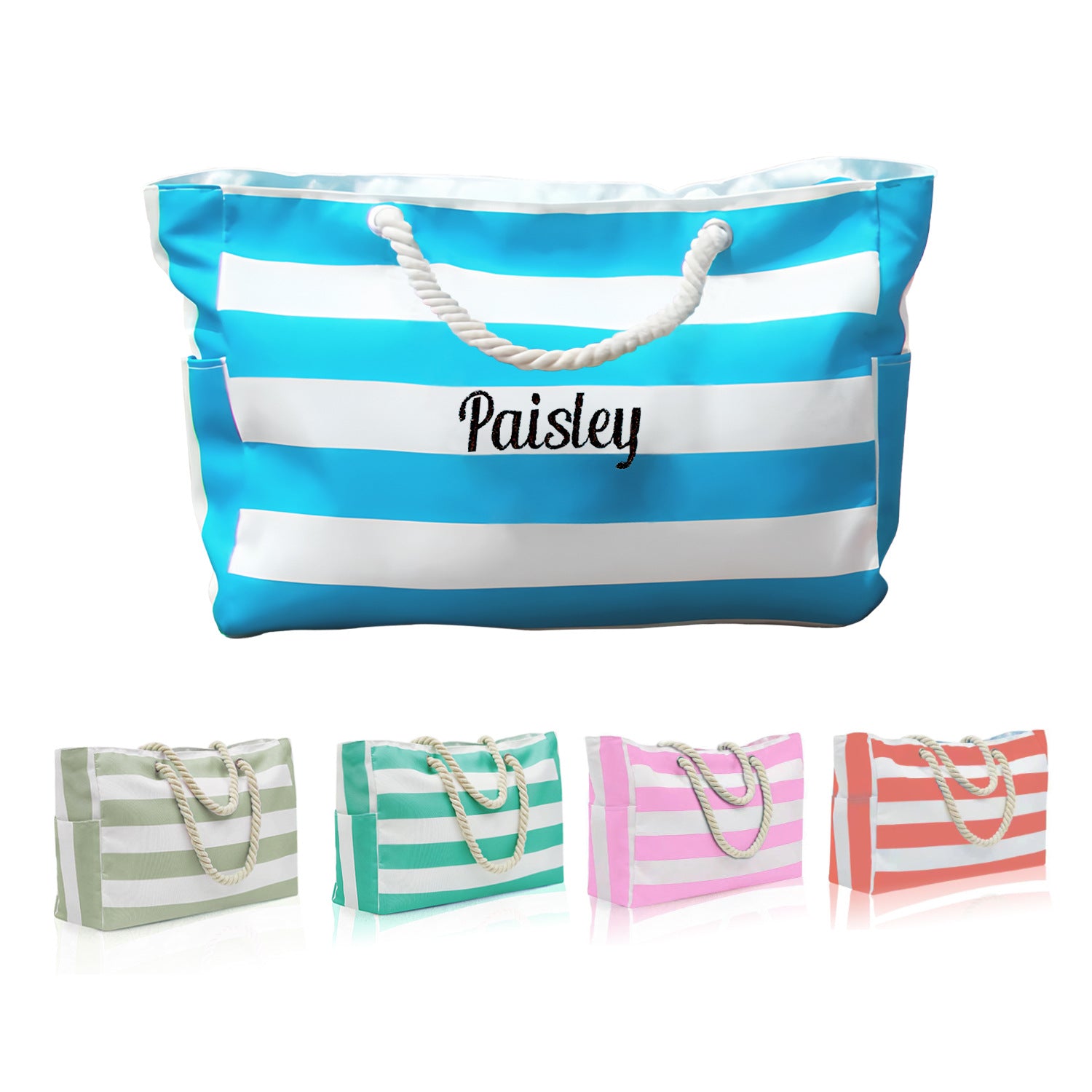 Personalized Embroidered Beach Bag | Custom Large Capacity Oxford Tote for Travel, Pool & Vacation - Cherished Harbor Gifts