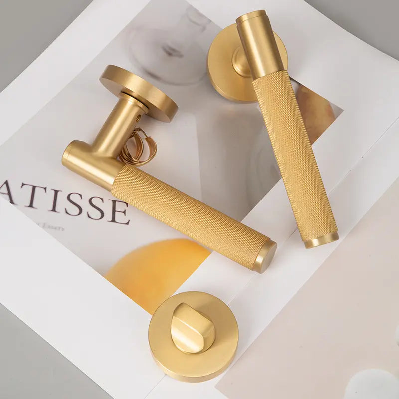American brass indoor golden bedroom door lock split door lock antique brass wooden door handle lock