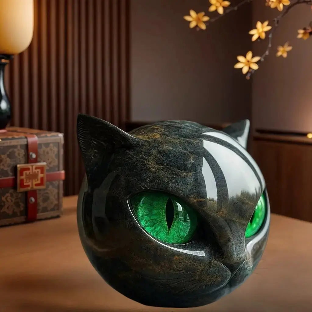 Black Cat Resin Figurine | Colorful Modern Cat Home Decor Sculpture by TED