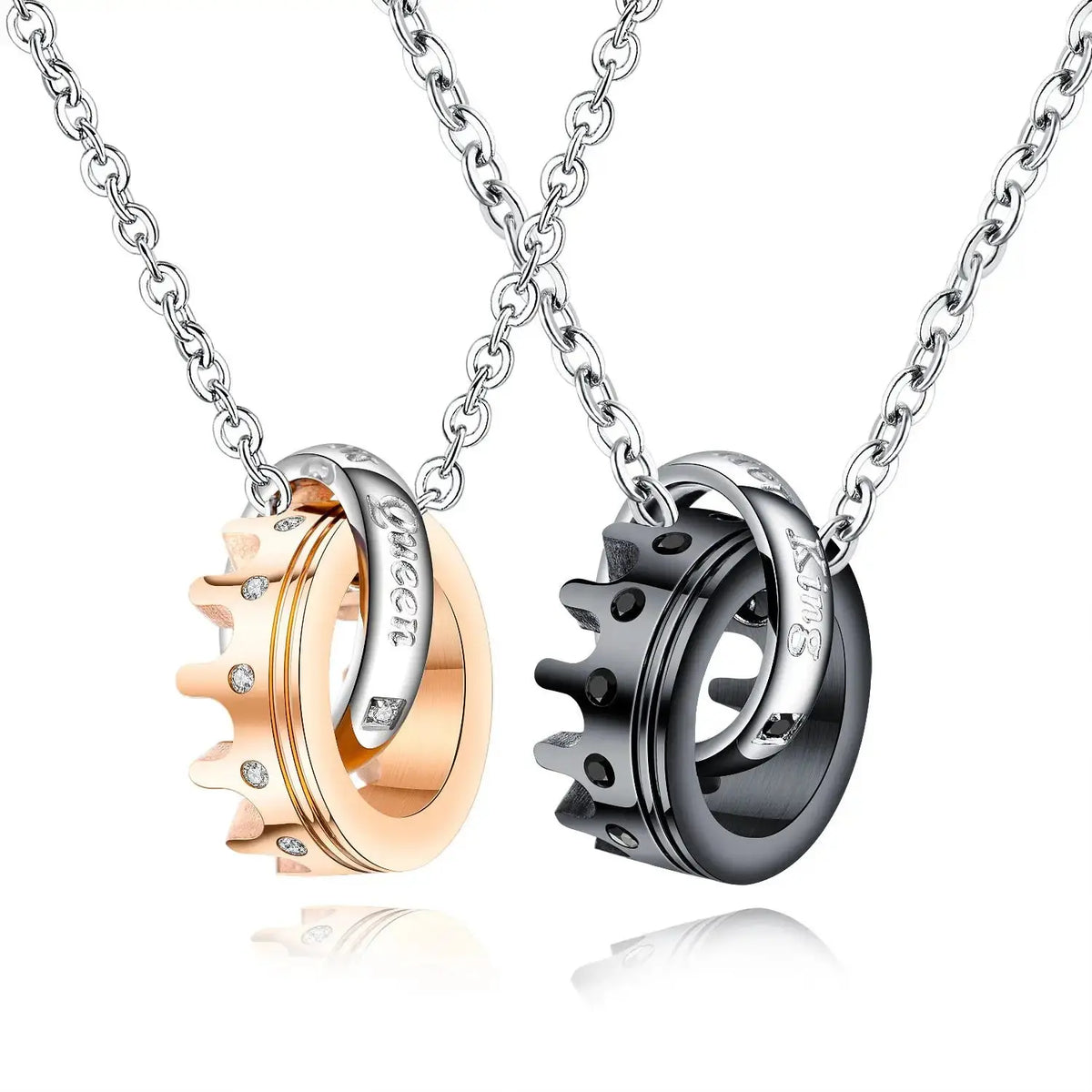 Couples Crown Necklace with Diamond Crown Pendant Gift - Cherished Harbor Gifts
