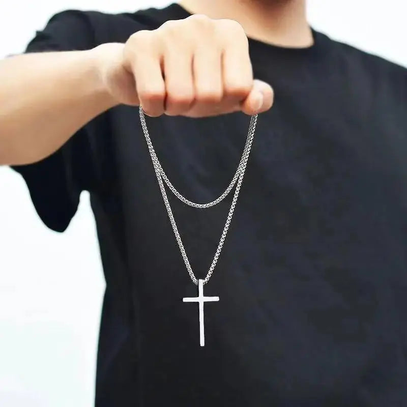 Stylish Cross Pendant Necklace Men for Hip Hop Fashion by TED