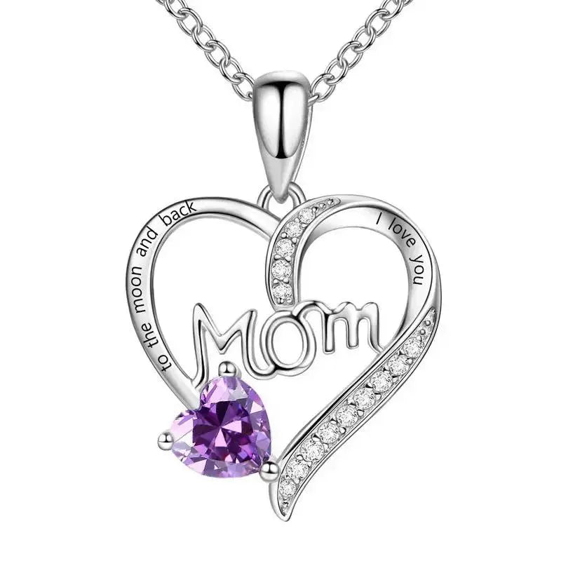 Mom Heart-Shaped Engraved Diamond Necklace – Mother's Day Jewelry Gift for Mom by EPR
