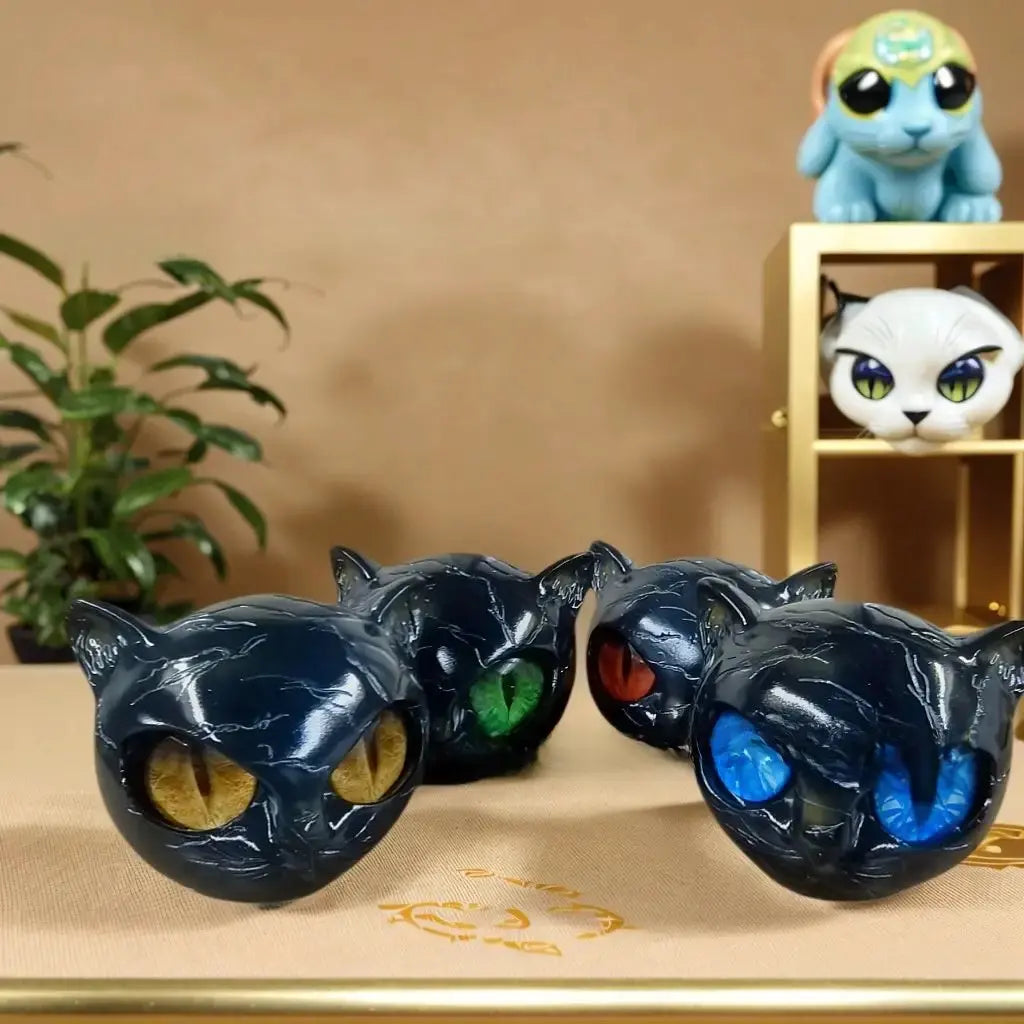 Black Cat Resin Figurine | Colorful Modern Cat Home Decor Sculpture by TED
