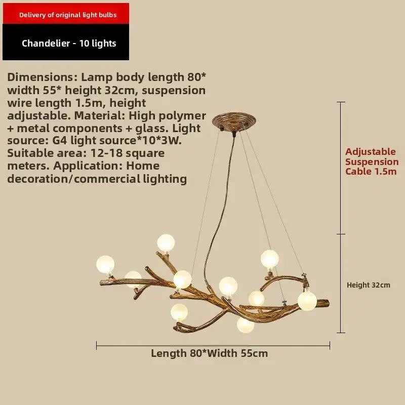 Japanese Zen Tree Branch LED Chandelier | Artistic Resin Pendant Light by TED