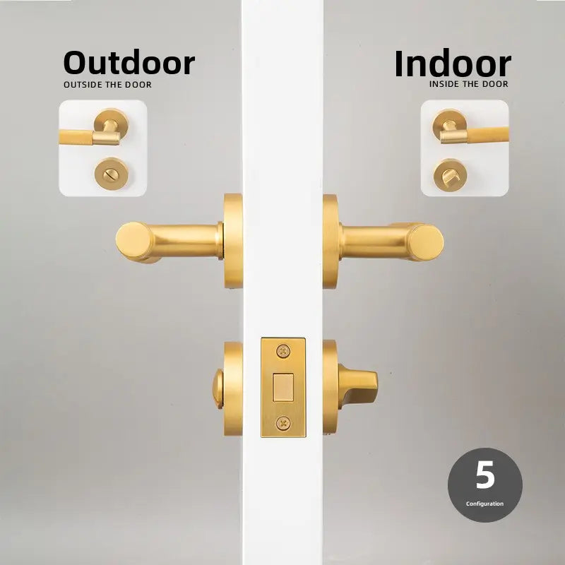 American brass indoor golden bedroom door lock split door lock antique brass wooden door handle lock