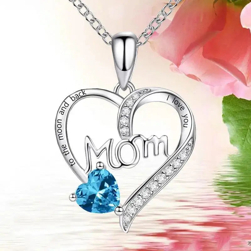 Mom Heart-Shaped Engraved Diamond Necklace – Mother's Day Jewelry Gift for Mom by EPR