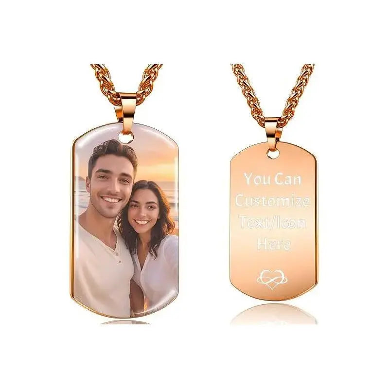 Personalized Memorial Military-Style Dog Tag Necklace | Custom Full-Color Photo Keepsake by TED