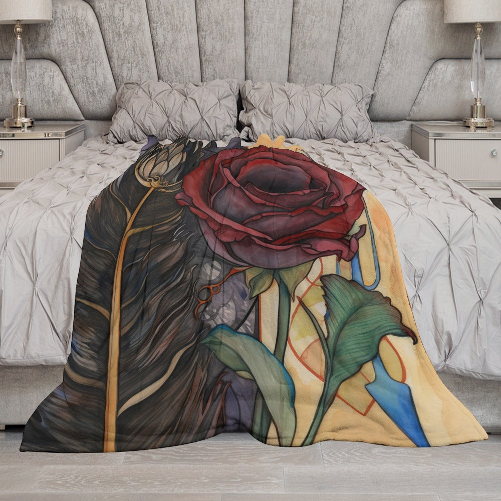 Dark Rose Ultra-Soft Flannel Cozy Throw Blanket Gift - Cherished Harbor Gifts