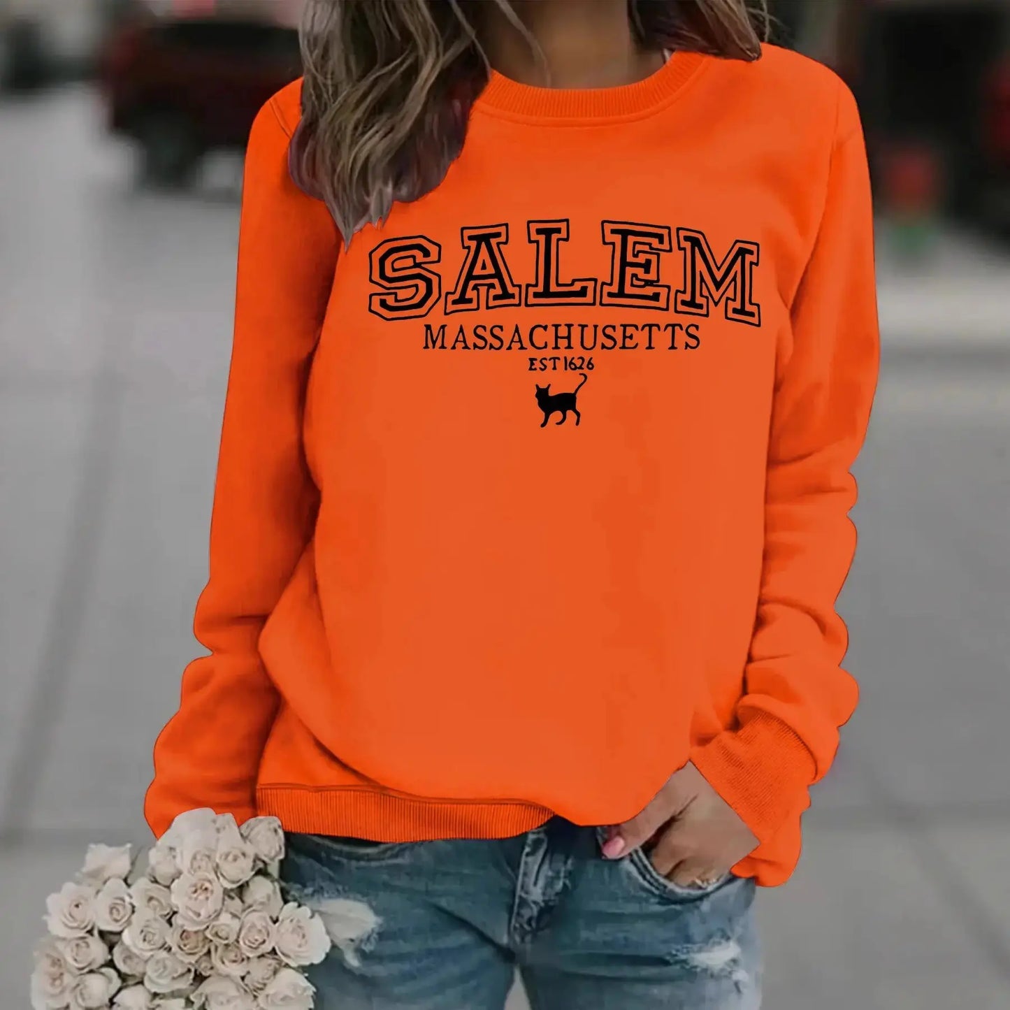 Stylish Halloween Cat Sweatshirt for Cat Lovers by EPR