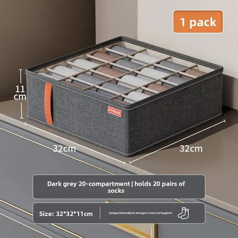 Large Fabric Drawer Organizer | 6-24 Grid Clothing & Sock Storage Box by TED