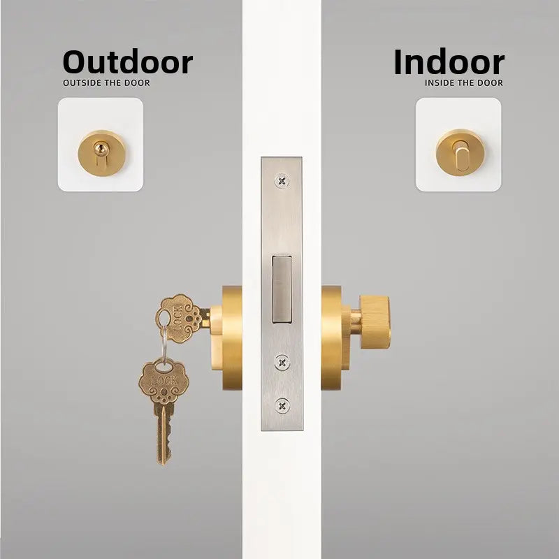 American brass indoor golden bedroom door lock split door lock antique brass wooden door handle lock