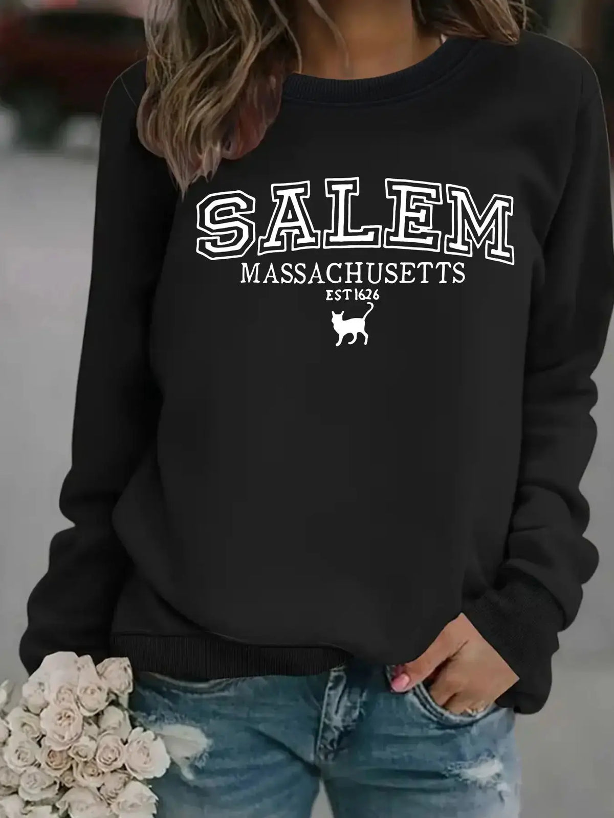 Stylish Halloween Cat Sweatshirt for Cat Lovers by EPR