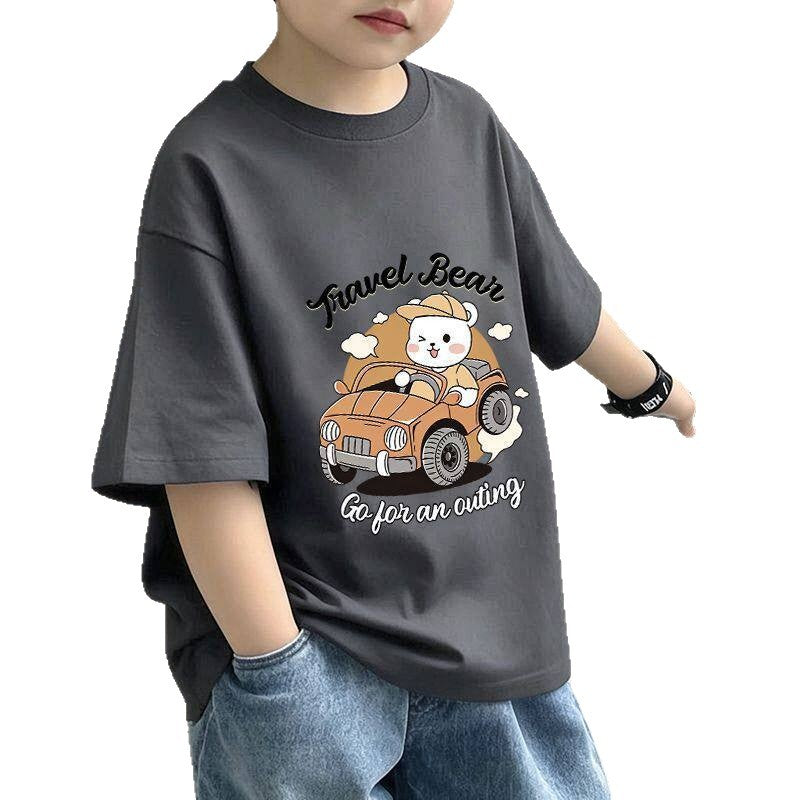 Boys Graphic T-Shirt - Short Sleeve Cartoon Cotton Tee - Cherished Harbor Gifts