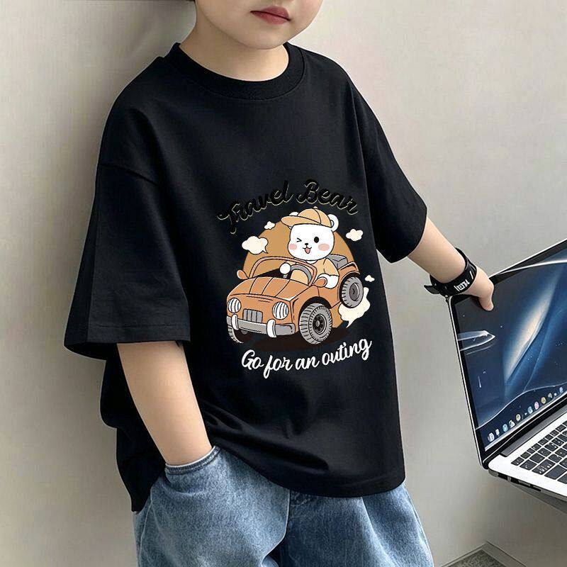 Boys Graphic T-Shirt - Short Sleeve Cartoon Cotton Tee - Cherished Harbor Gifts