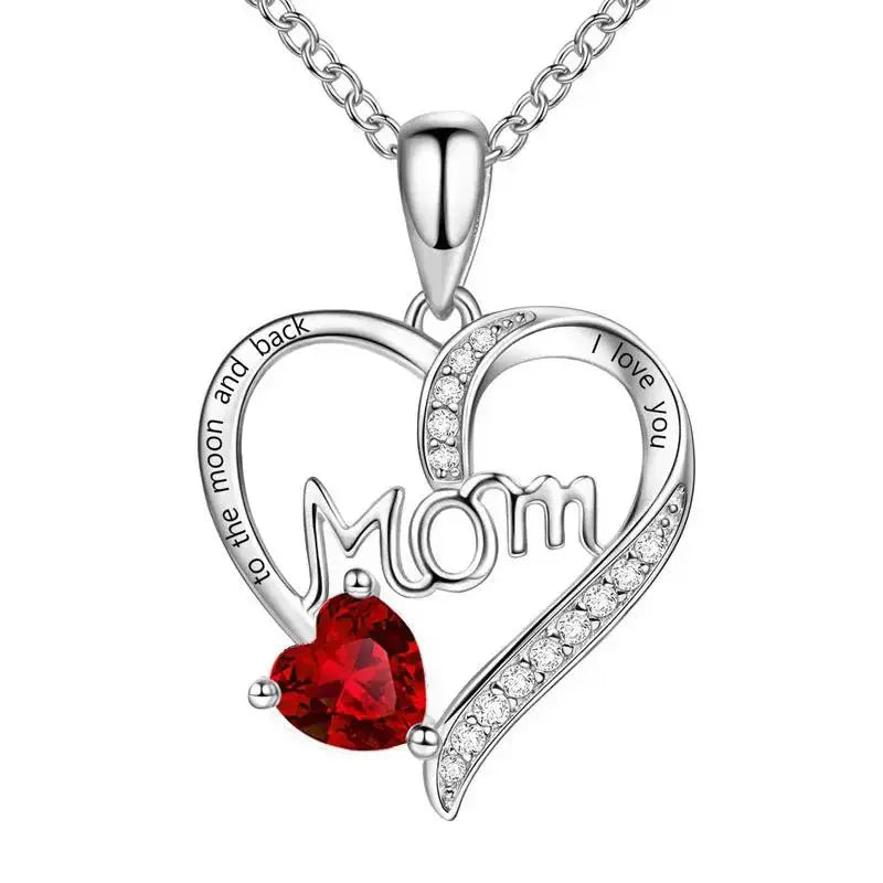 Mom Heart-Shaped Engraved Diamond Necklace – Mother's Day Jewelry Gift for Mom by EPR