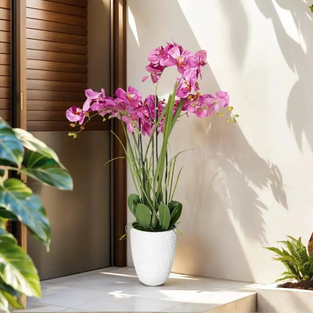 Artificial Orchid Arrangement in Pot for Elegant Home Decor by CHG-IJ