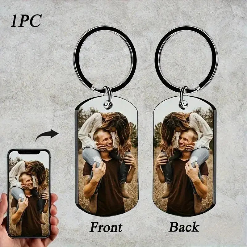 Personalized Military Dog Tag Keychain | Custom Photo & Text Engraved Keepsake by TED