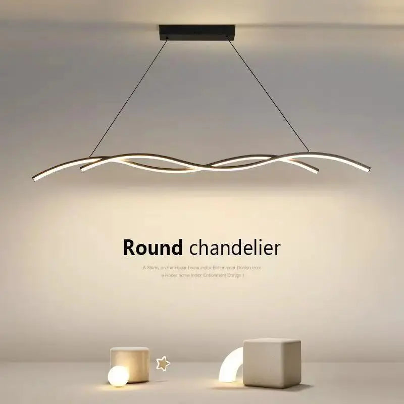 Modern Linear LED Dining Room Chandelier | 35-59" Dimmable Pendant Light by TED