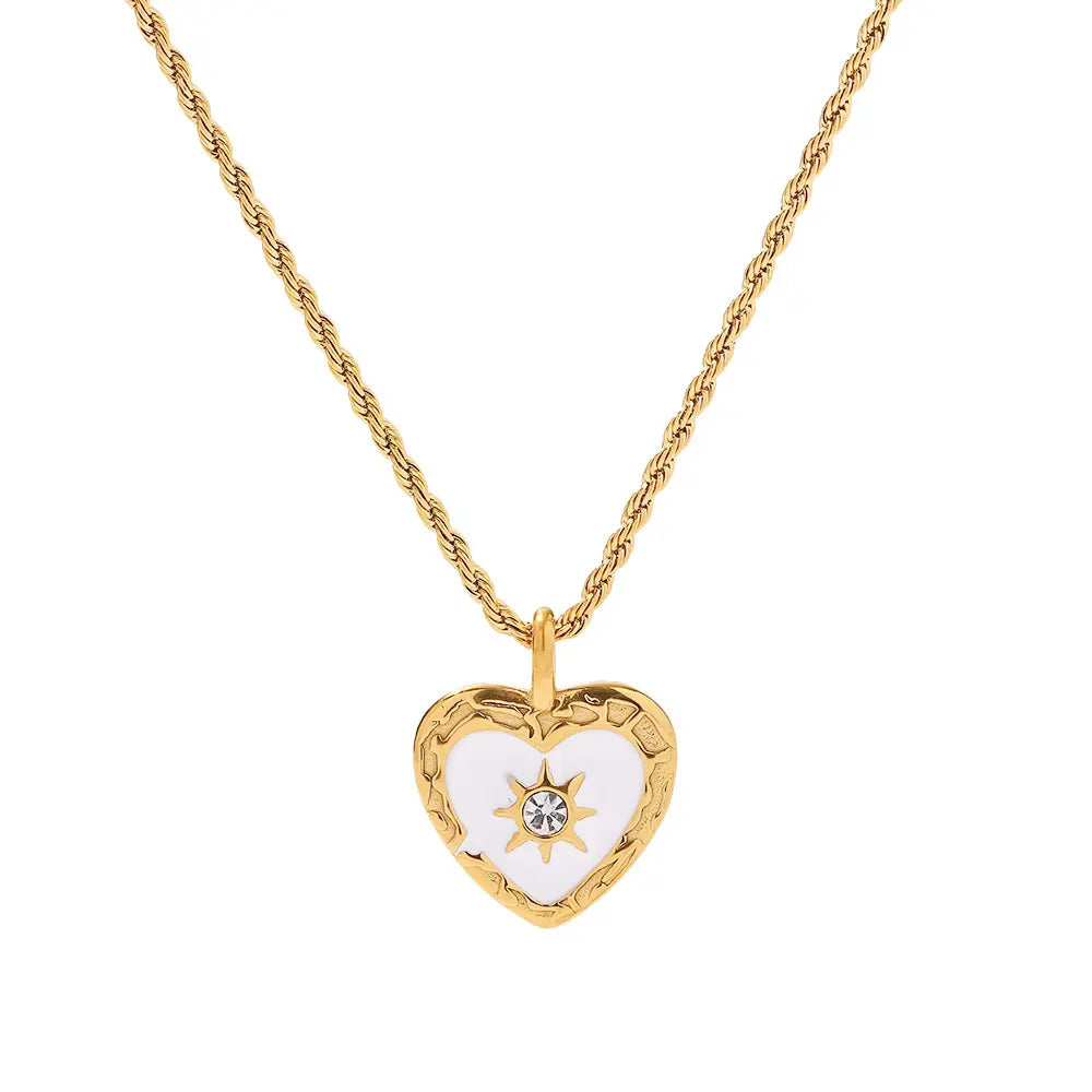 Stainless Steel Inlaid with Diamonds Vintage Mother-Of-Pearl Jewelry Classic Fashion Cross-Border