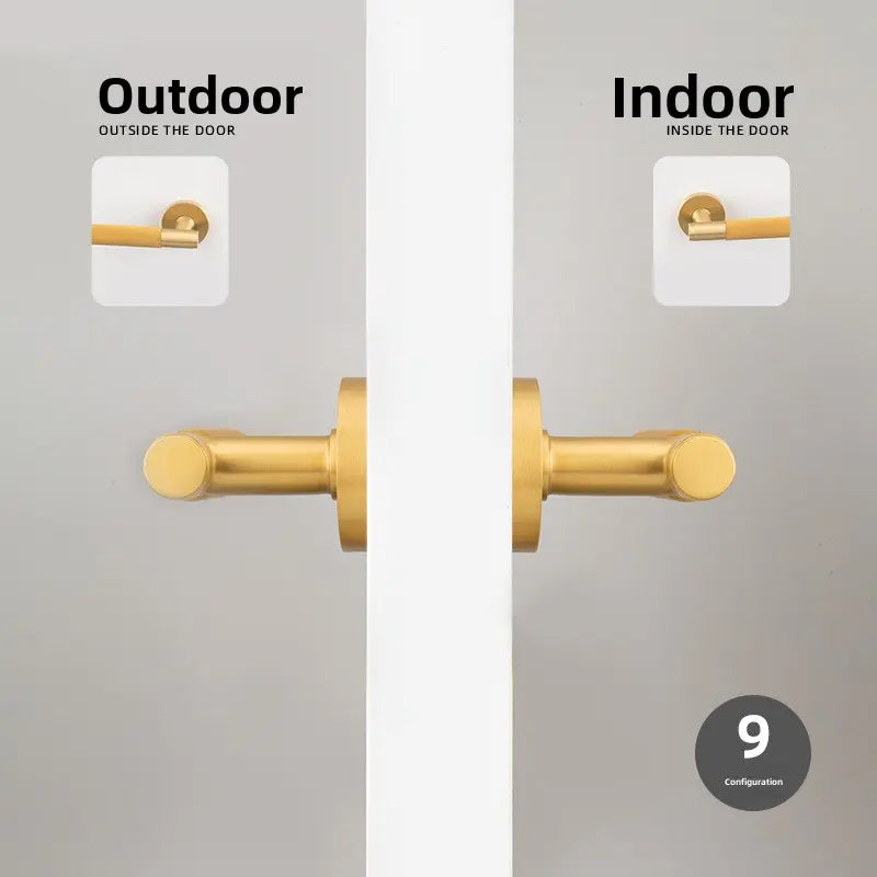 American brass indoor golden bedroom door lock split door lock antique brass wooden door handle lock