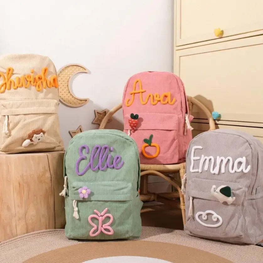 Personalized Embroidered Velvet Backpack | Custom Name School & Travel Bag by TED