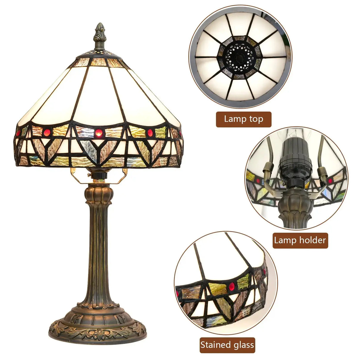 Tiffany-Style Stained Glass Table Lamp | Vintage Resin Accent Light by TED