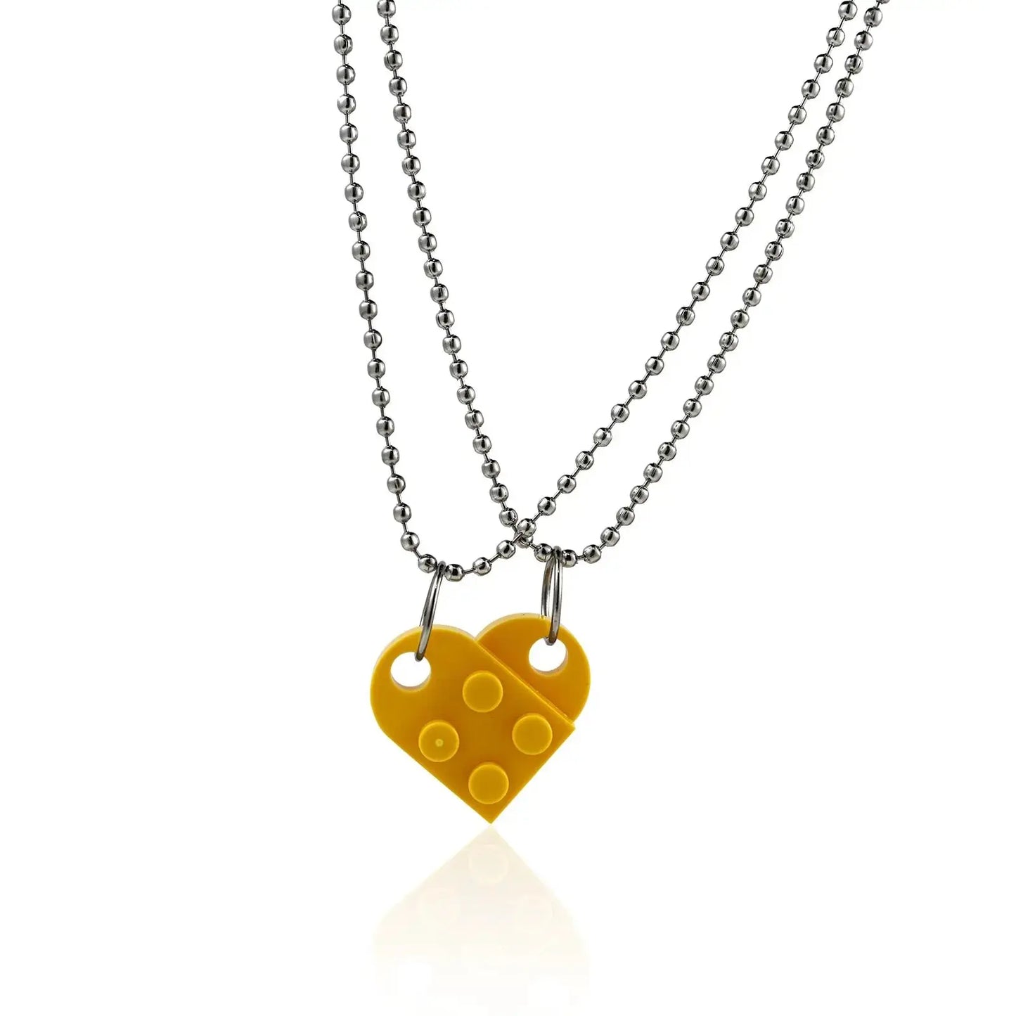 Couples Matching Necklaces - 2-Piece Heart Pendant Set by EPR