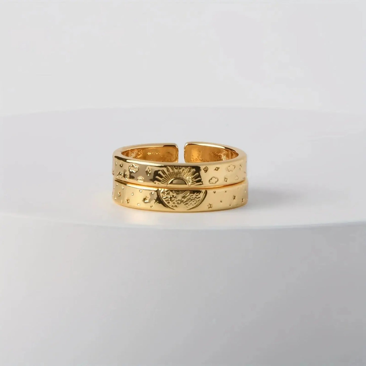 Matching Promise Rings for Him and Her - Sun & Moon Design by CHG-IJ