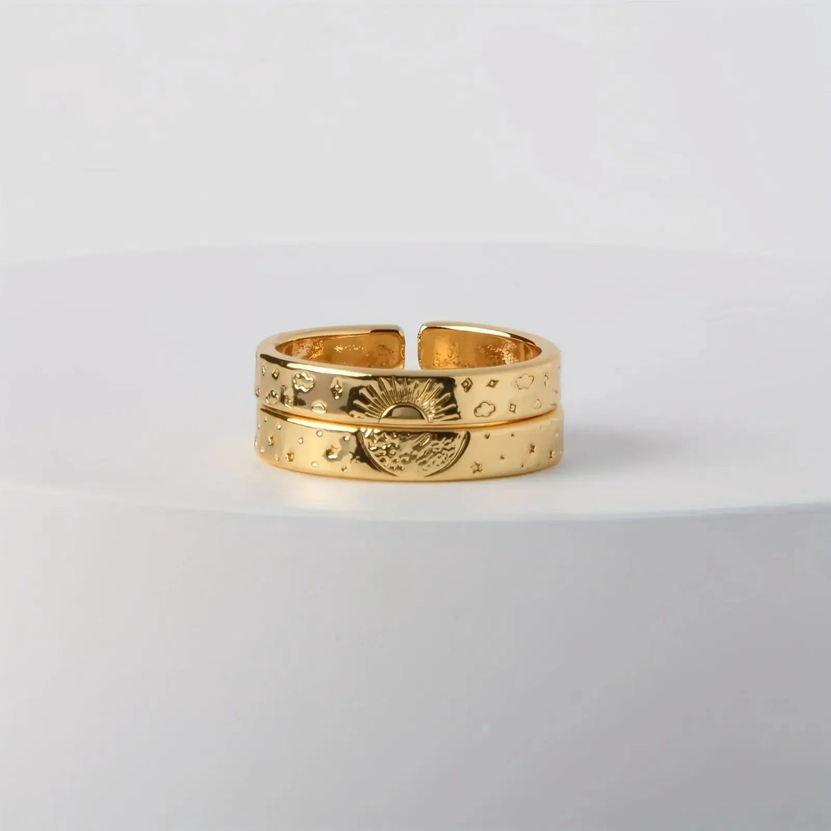 Matching Promise Rings for Him and Her - Sun & Moon Design by CHG-IJ