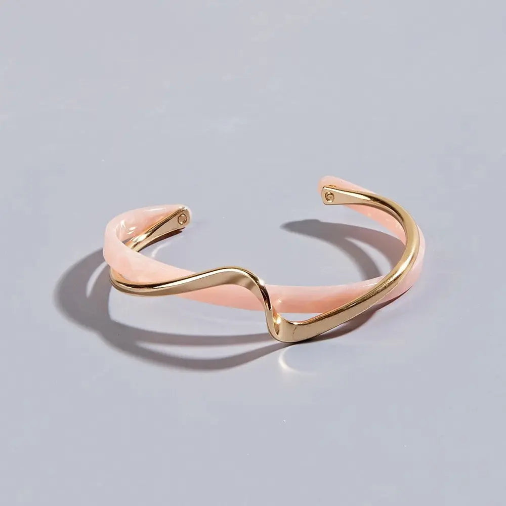 Eco-Friendly Imitation Mother-of-Pearl Open Alloy Bracelet