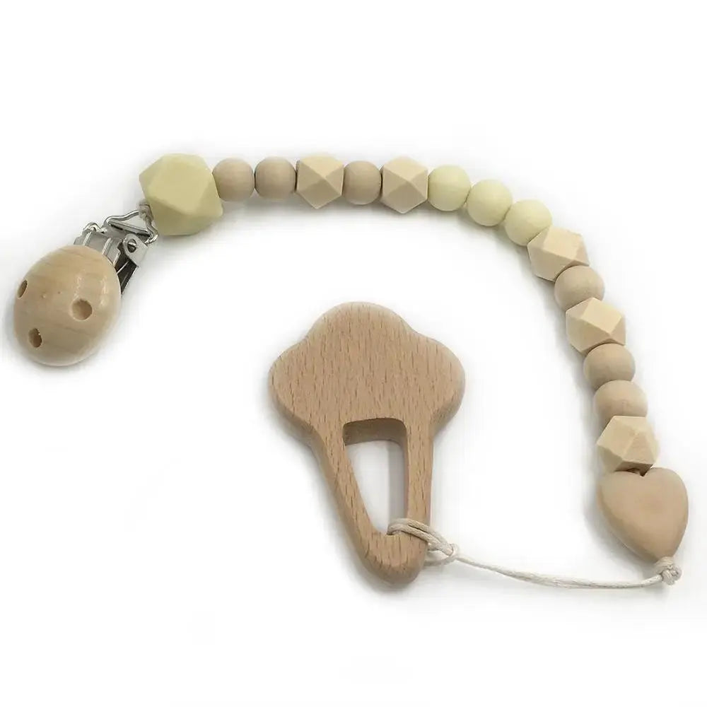 2-Piece Baby Wooden Animal Teether Set – Silicone Bead Grasping Toys by EPR