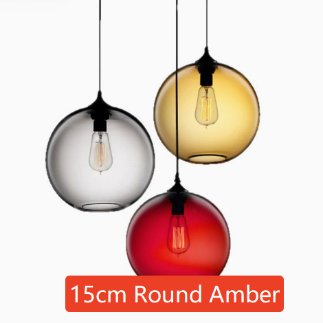 Vintage Pendant Light - Retro Glass Globe Ceiling Lamp - Cherished Harbor Gifts