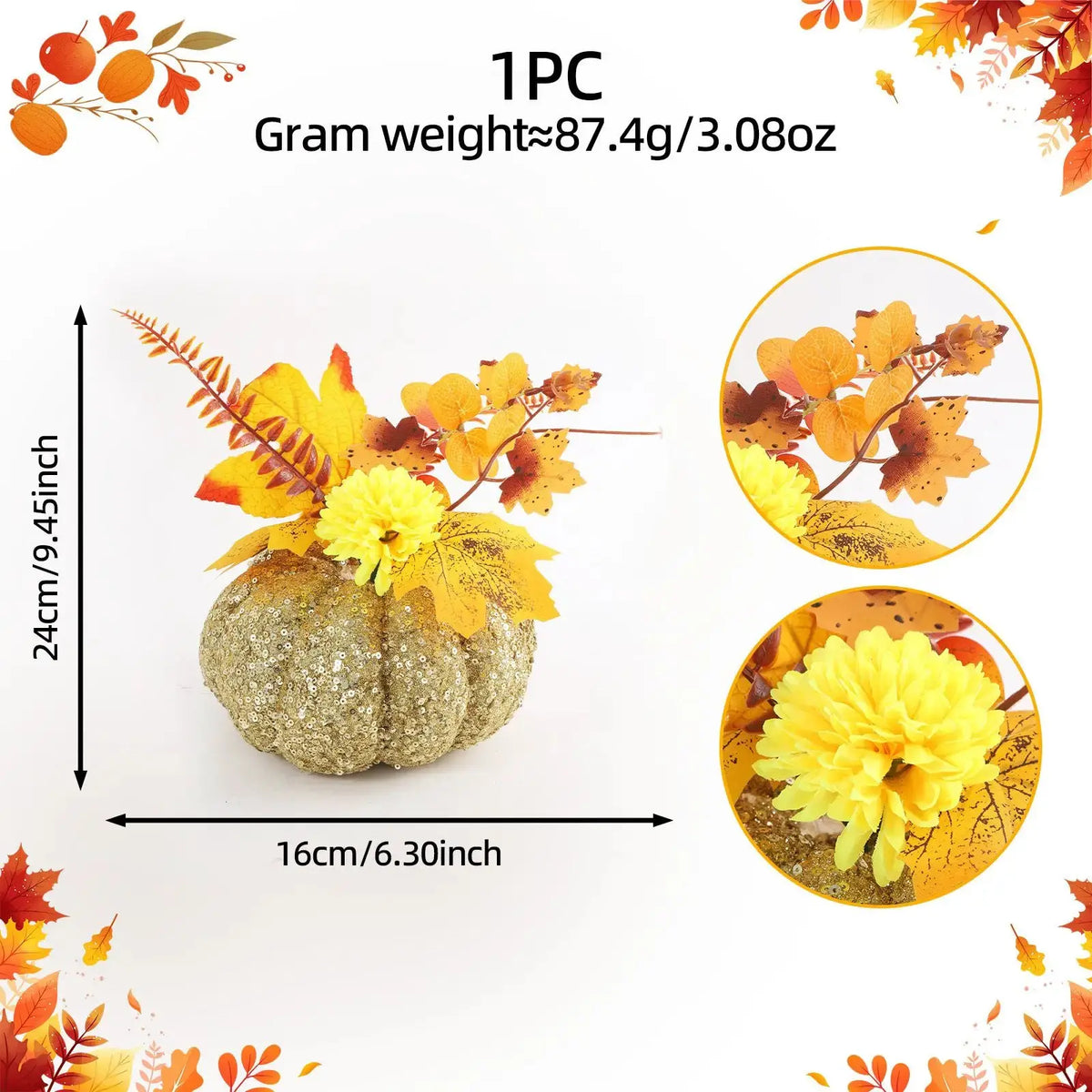 Elegant Thanksgiving Table Centerpiece with Faux Pumpkin Decor by EPR