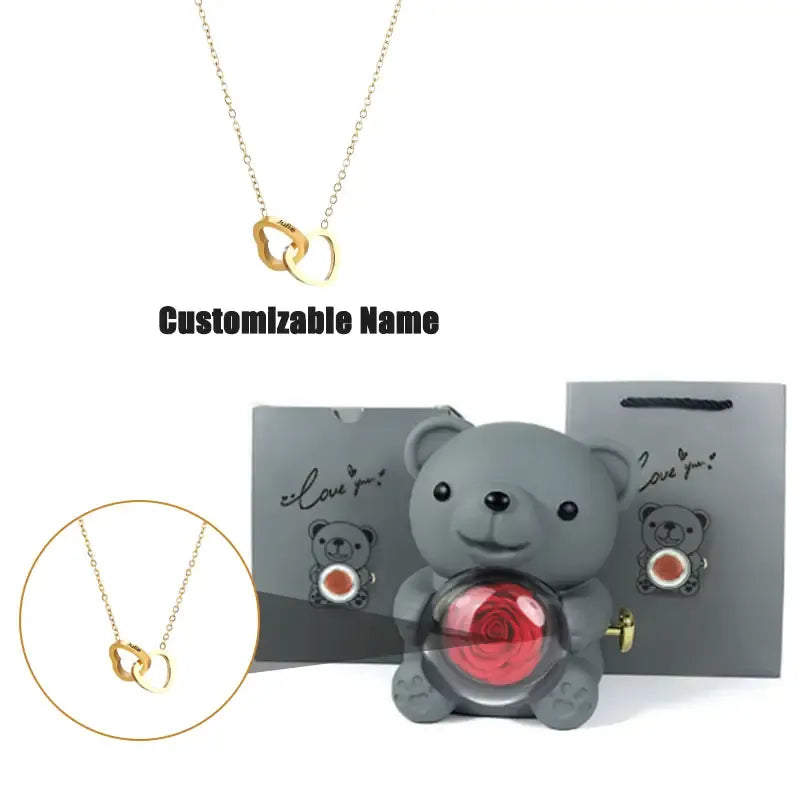 Romantic Teddy Bear Gift Jewelry Box with Necklace & Ring by EPR