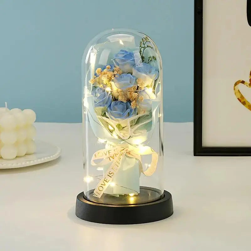 Valentine's Day Rose Glass Dome Night Light Gift for Her by EPR