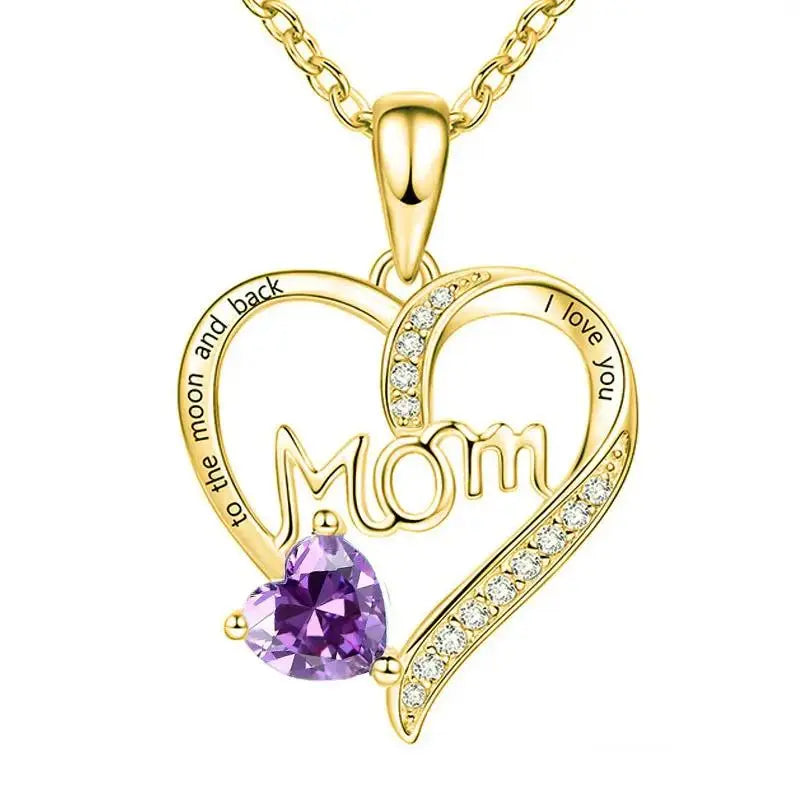 Mom Heart-Shaped Engraved Diamond Necklace – Mother's Day Jewelry Gift for Mom by EPR