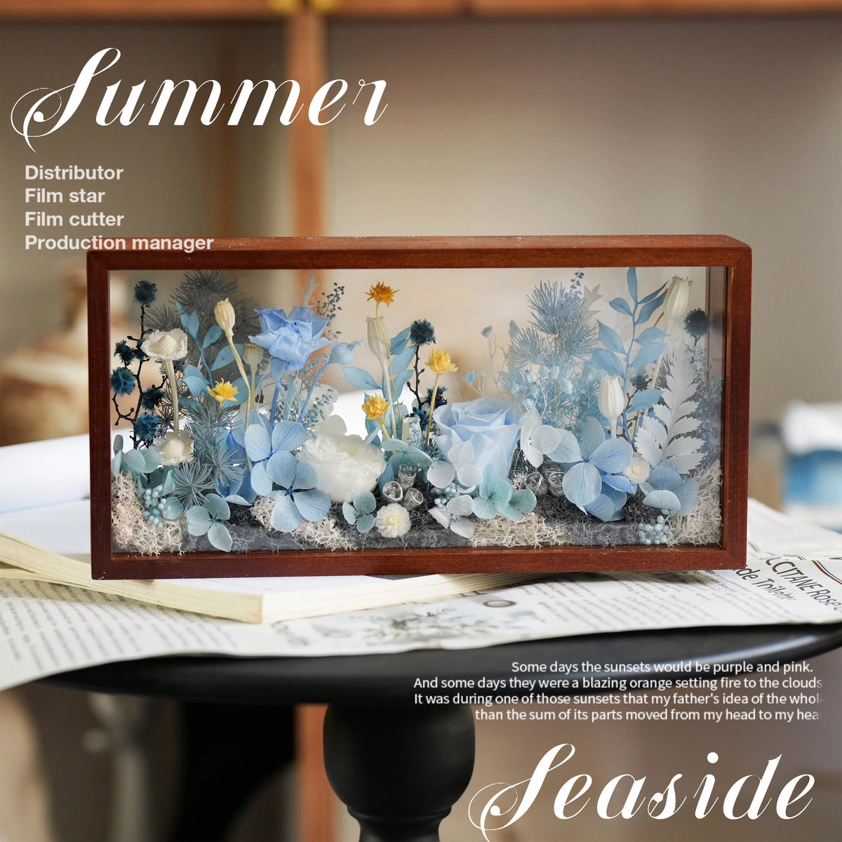 Solid Wood Preserved Flower Photo Frame Gift