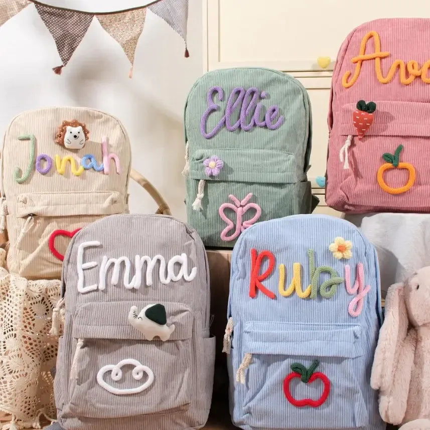 Personalized Embroidered Velvet Backpack | Custom Name School & Travel Bag by TED