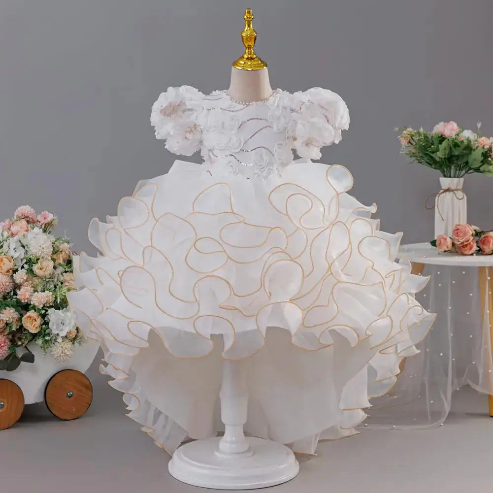 Charming Flower Girl Wedding Dress with 3D Floral Design by TED