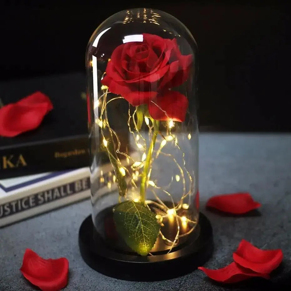 Forever Rose in Glass Dome with LED Lights | Romantic Valentine’s & Mother’s Day Gift by EPR