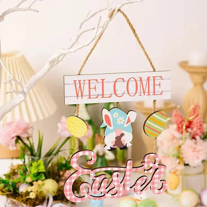 Easter Bunny & Egg Wooden Hanging Ornament | Rustic Easter Décor by EPR