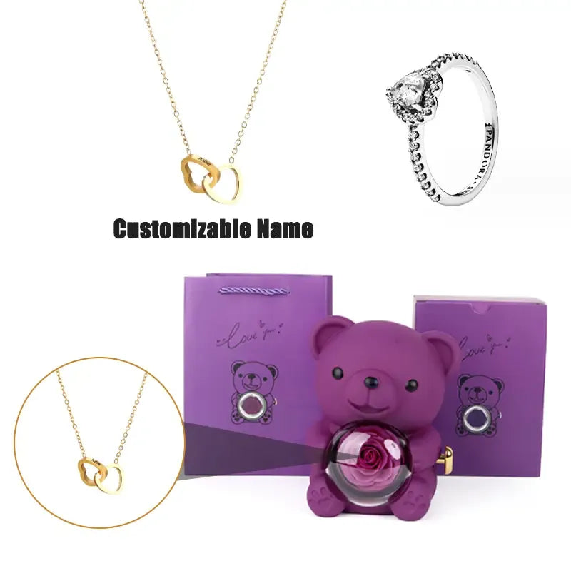 Romantic Teddy Bear Gift Jewelry Box with Necklace & Ring by EPR