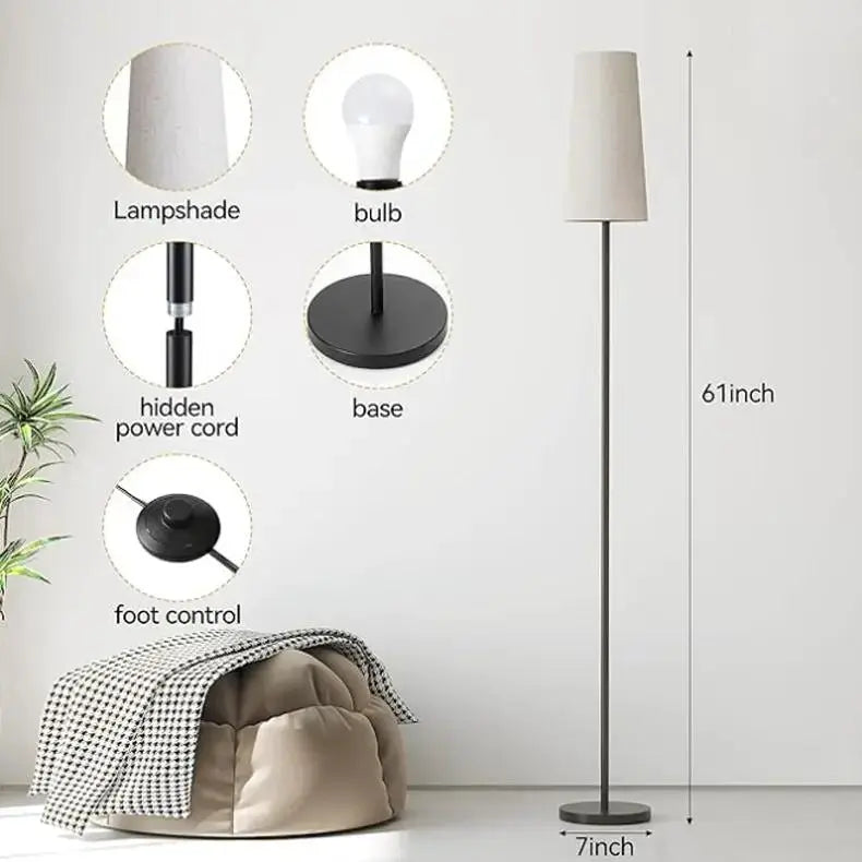 Modern Minimalist Floor Lamp | 3-Color LED Standing Light with Foot Switch by TED